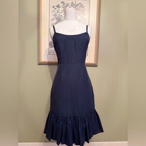 Kate Spade Navy Blue Sheath Dress with Flounce Hem